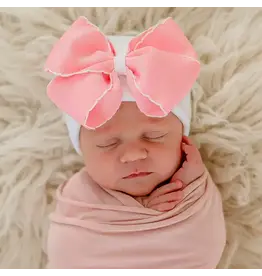 ILYBEAN Ilybean- Pink Scalloped Bow Nursery Beanie