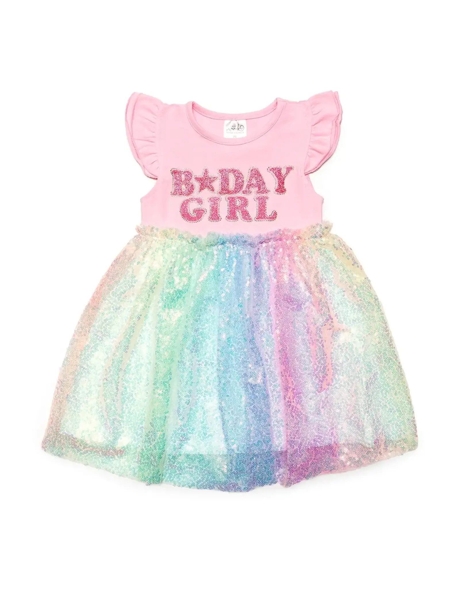Sweet Wink- Birthday Patch Rainbow Ombre Sequin Tutu Dress