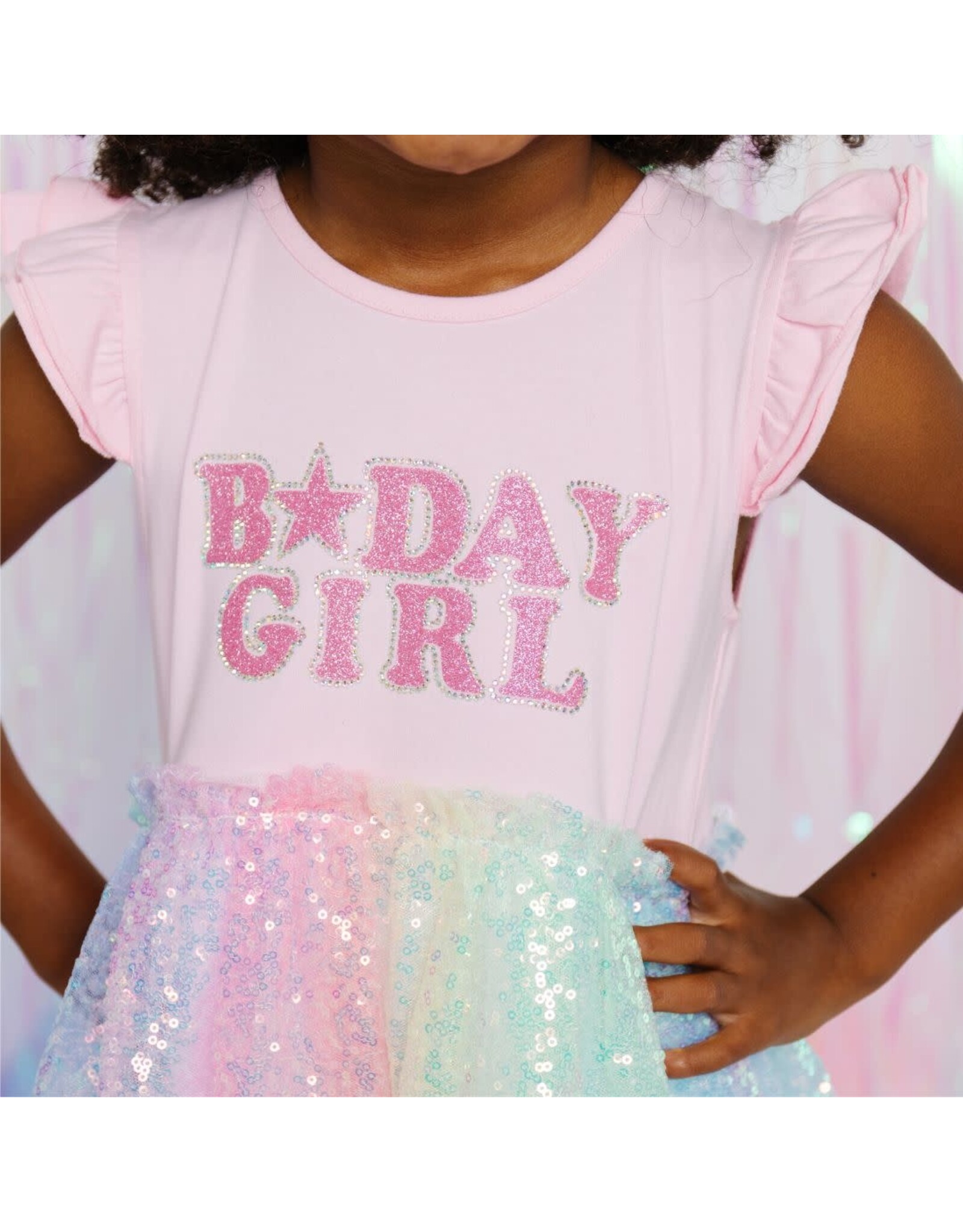 Sweet Wink- Birthday Patch Rainbow Ombre Sequin Tutu Dress