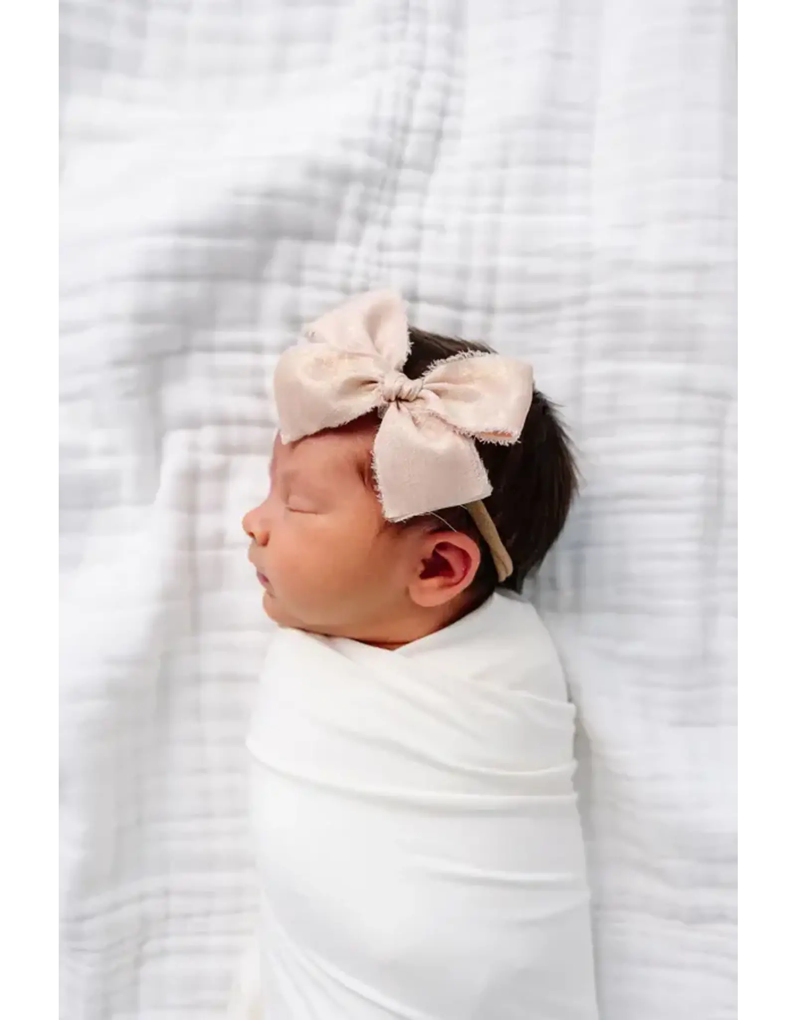 Lou Lou & Company Lou Lou- Chiffon Bow Headband: Champagne Shimmer