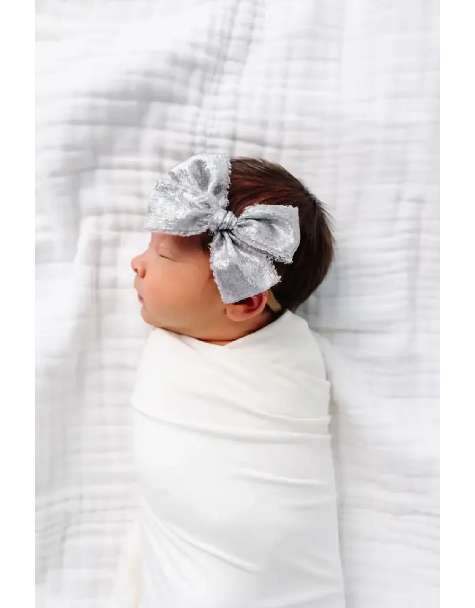 Lou Lou & Company Lou Lou- Chiffon Bow Headband: Chrome Shimmer