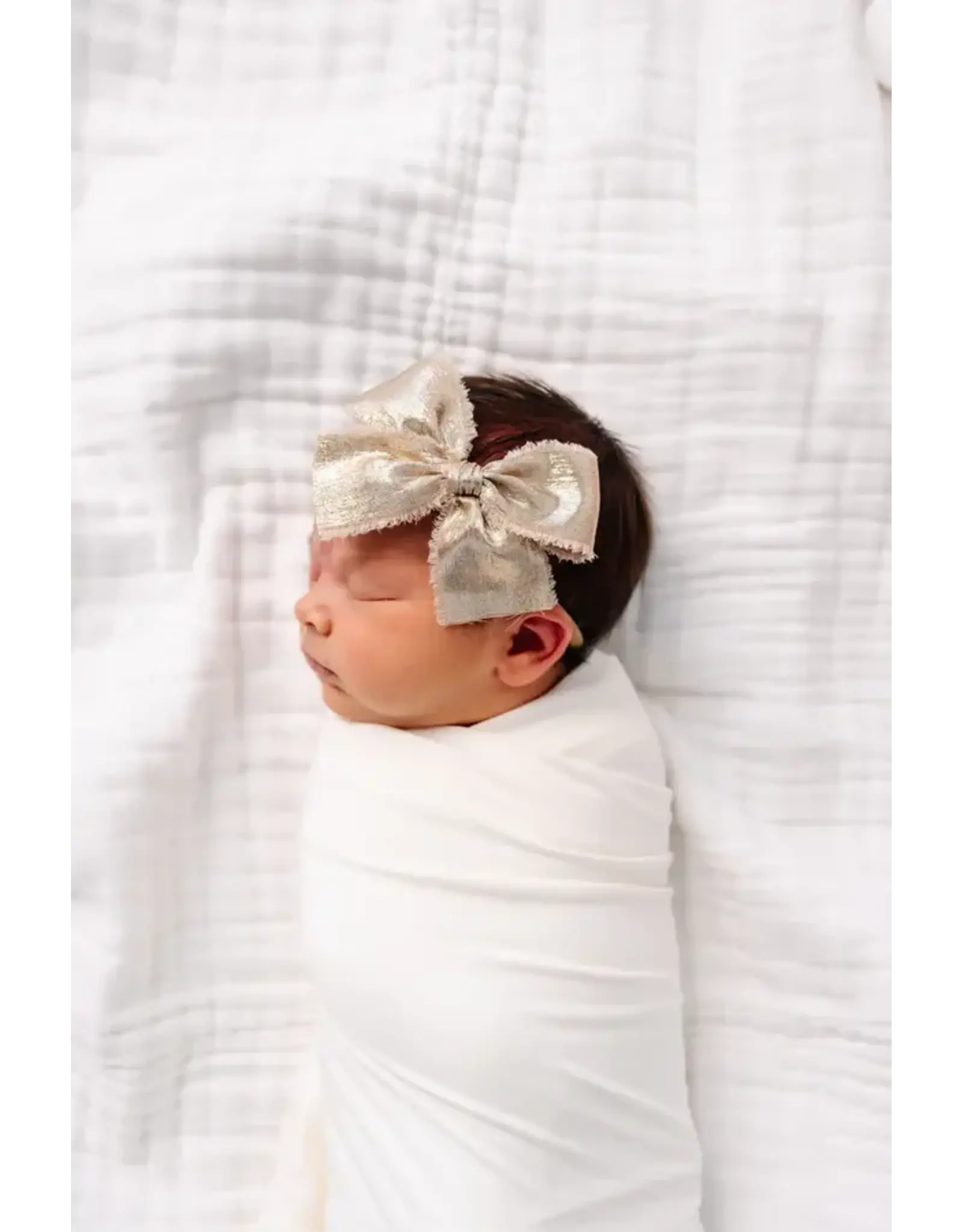 Lou Lou & Company Lou Lou- Chiffon Bow Headband: Gold