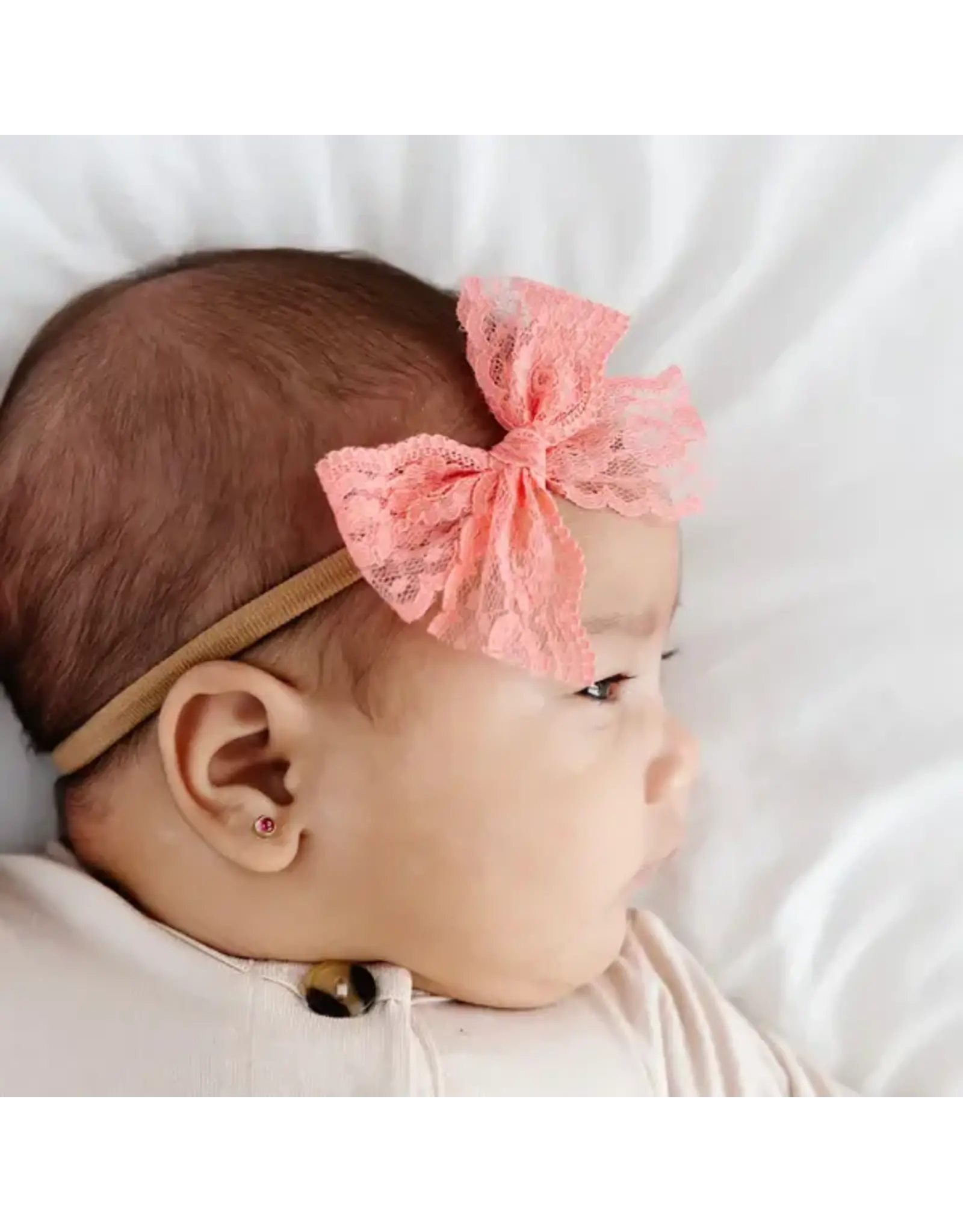 Lou Lou & Company Lou Lou- Watermelon Lace Bow on Nylon Headband