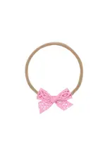 Lou Lou & Company Lou Lou- Mini Bubblegum Lace Bow on Nylon Headband