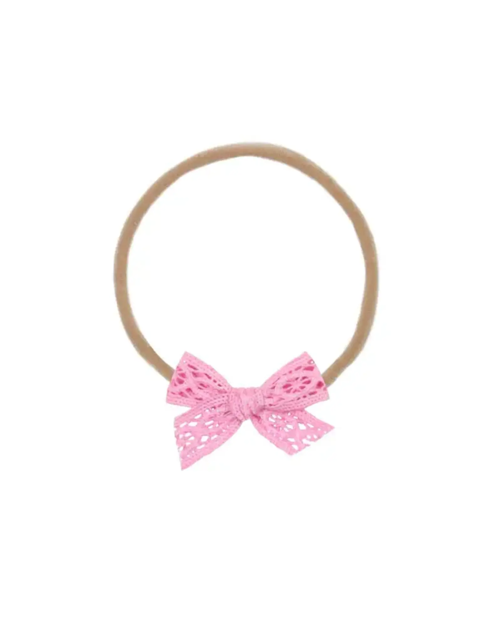 Lou Lou & Company Lou Lou- Mini Bubblegum Lace Bow on Nylon Headband