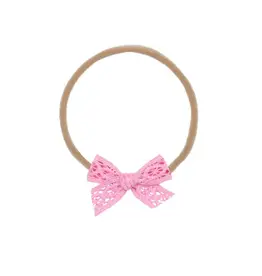 Lou Lou & Company Lou Lou- Mini Bubblegum Lace Bow on Nylon Headband