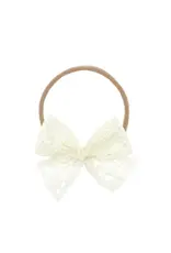 Lou Lou & Company Lou Lou- Ivory Daisy Lace Bow on Nylon Headband