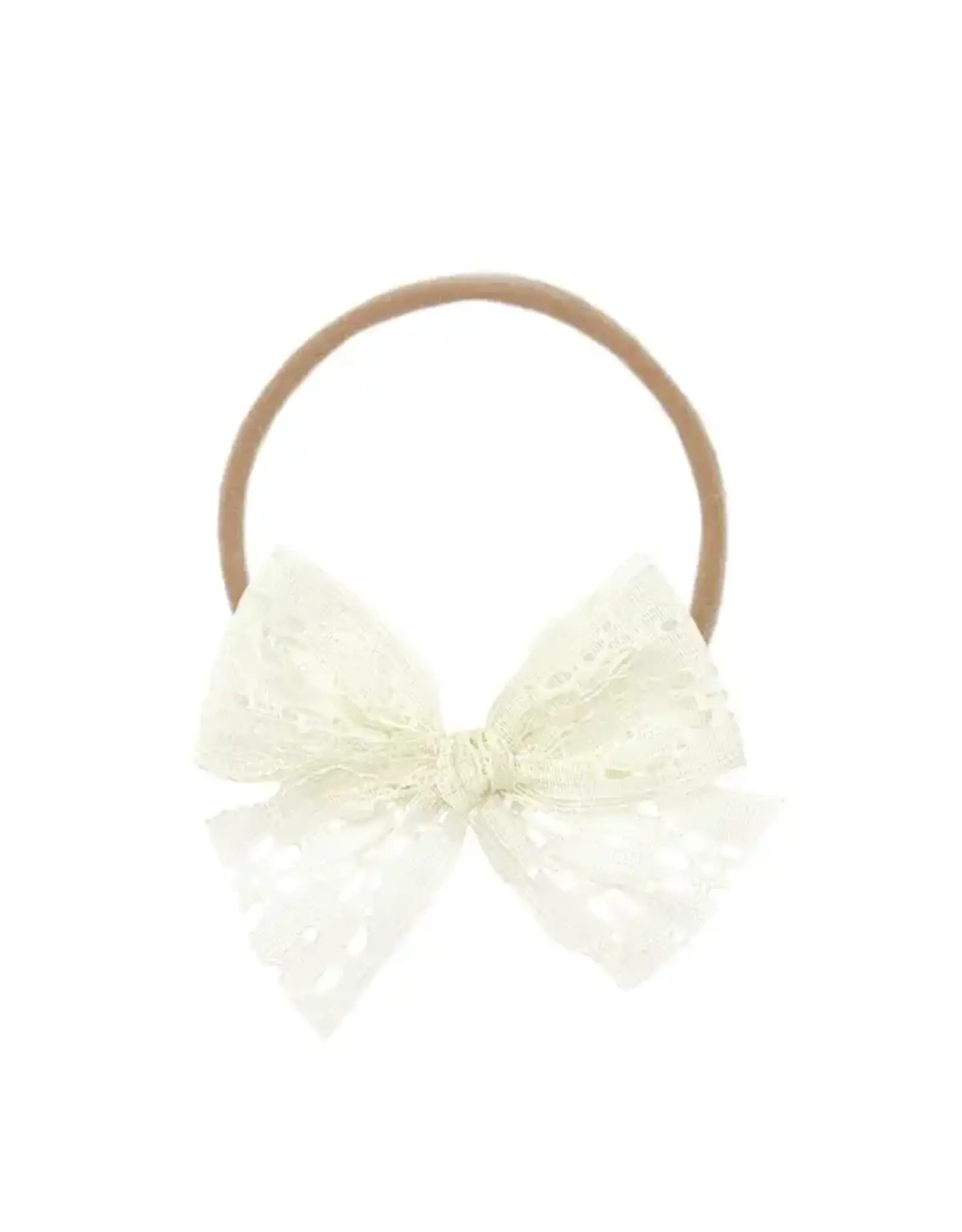 Lou Lou & Company Lou Lou- Ivory Daisy Lace Bow on Nylon Headband