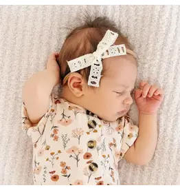 Lou Lou & Company Lou Lou- Mini Cream Eyelet Lace Bow on Nylon Headband