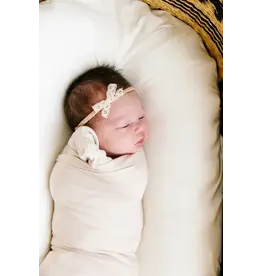 Lou Lou & Company Lou Lou- Mini Cream Lace Bow on Nylon Headband