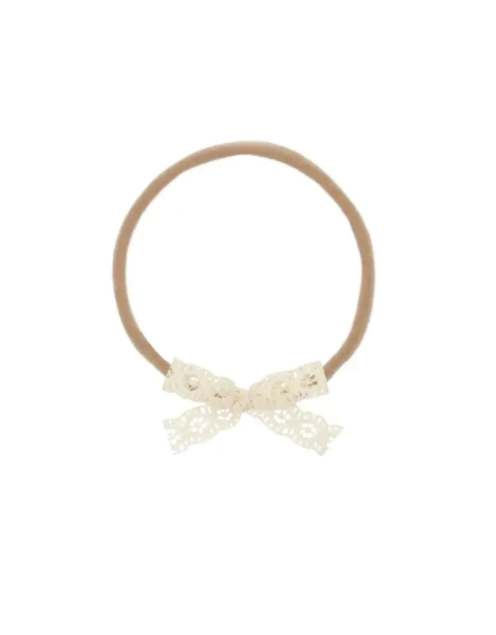 Lou Lou & Company Lou Lou- Mini Cream Lace Bow on Nylon Headband