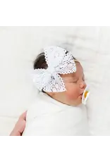 Lou Lou & Company Lou Lou- White Lace Crochet Bow on Nylon Headband