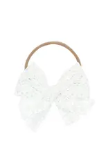 Lou Lou & Company Lou Lou- White Lace Crochet Bow on Nylon Headband