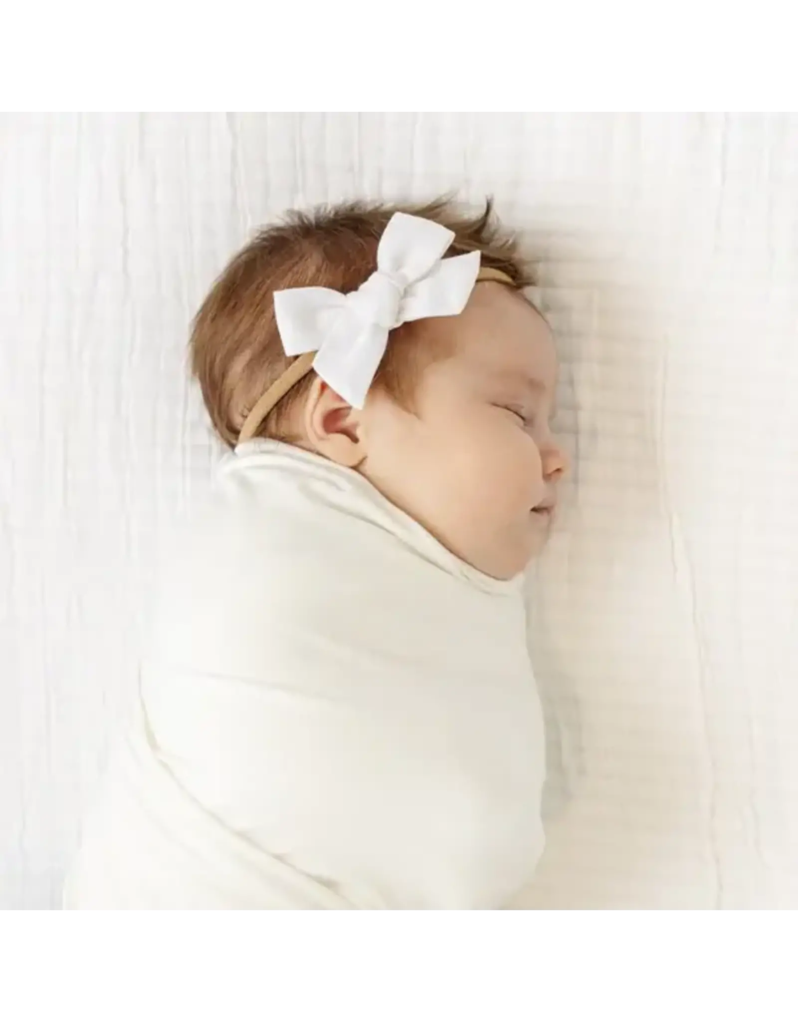 Lou Lou & Company Lou Lou - Linen Bow Headband: White