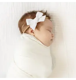 Lou Lou & Company Lou Lou - Linen Bow Headband: White
