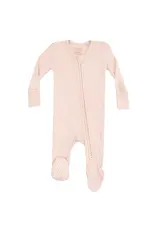 Angel Dear Angel Dear- Solid Rose Smoke Rib Two-Way Zipper Footie