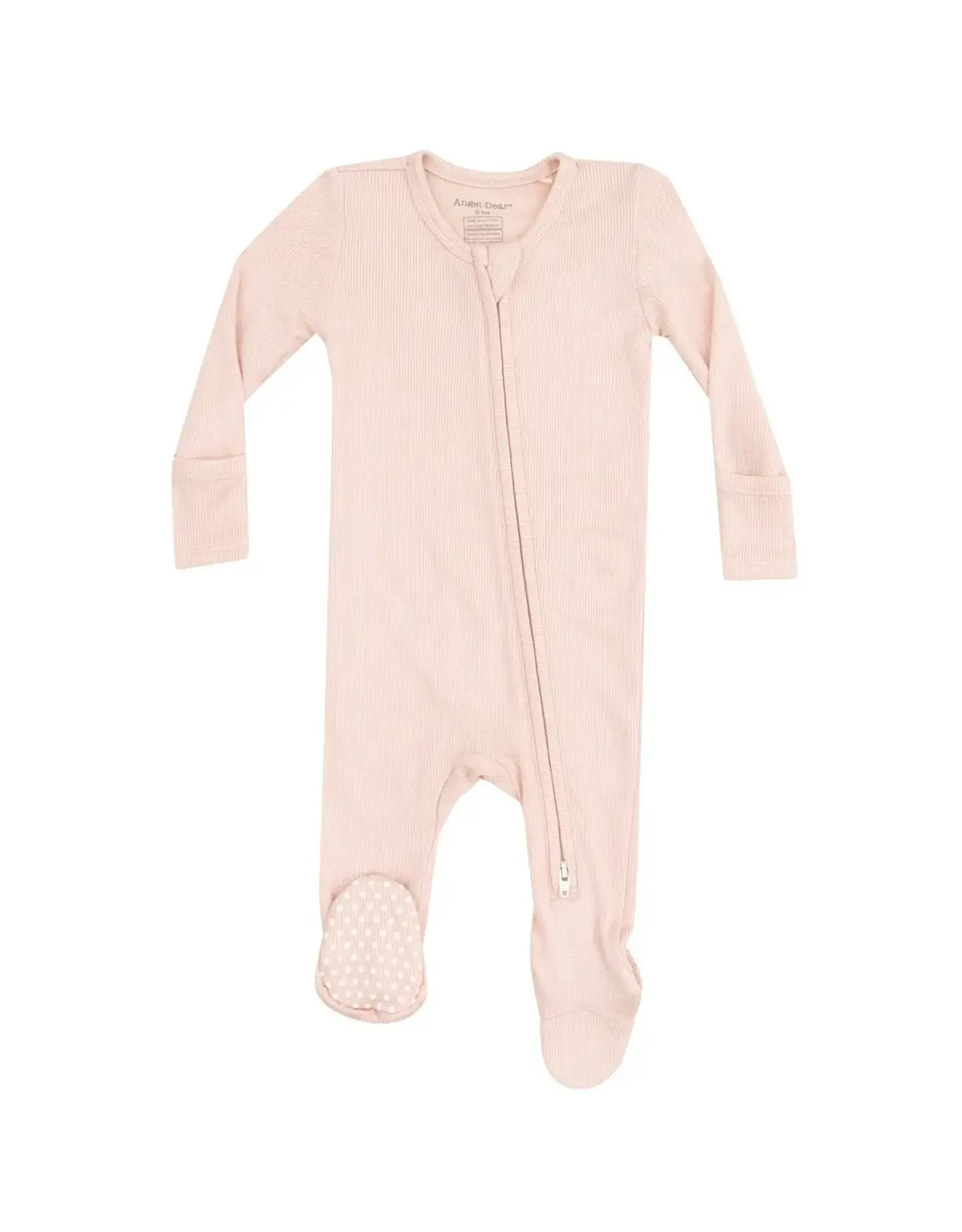 Angel Dear Angel Dear- Solid Rose Smoke Rib Two-Way Zipper Footie