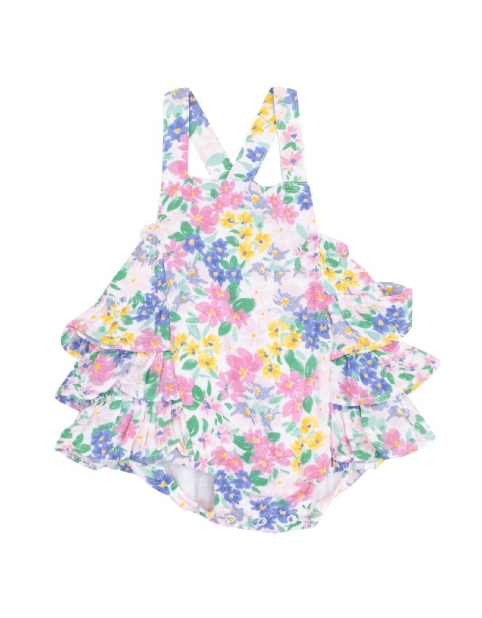 Angel Dear Angel Dear- Emma Floral Ruffle Sunsuit