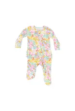 Angel Dear Angel Dear- Amelia Floral Two-Way Ruffle Zip Footie