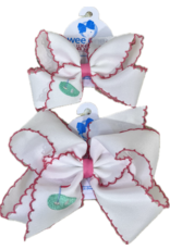 Wee Ones- Country Club Golf Embroidered Moonstitch Pink Edge Bow