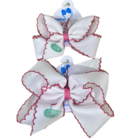 Wee Ones- Country Club Golf Embroidered Moonstitch Pink Edge Bow