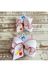 Wee Ones- Primary School Embroidered Moonstitch Red Edge Bow
