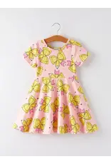 Back to School Yellow Bow Print Dress