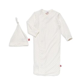 Magnetic Me Magnetic Me- Cream Pin Dot Modal Gown & Hat NB-3M Set