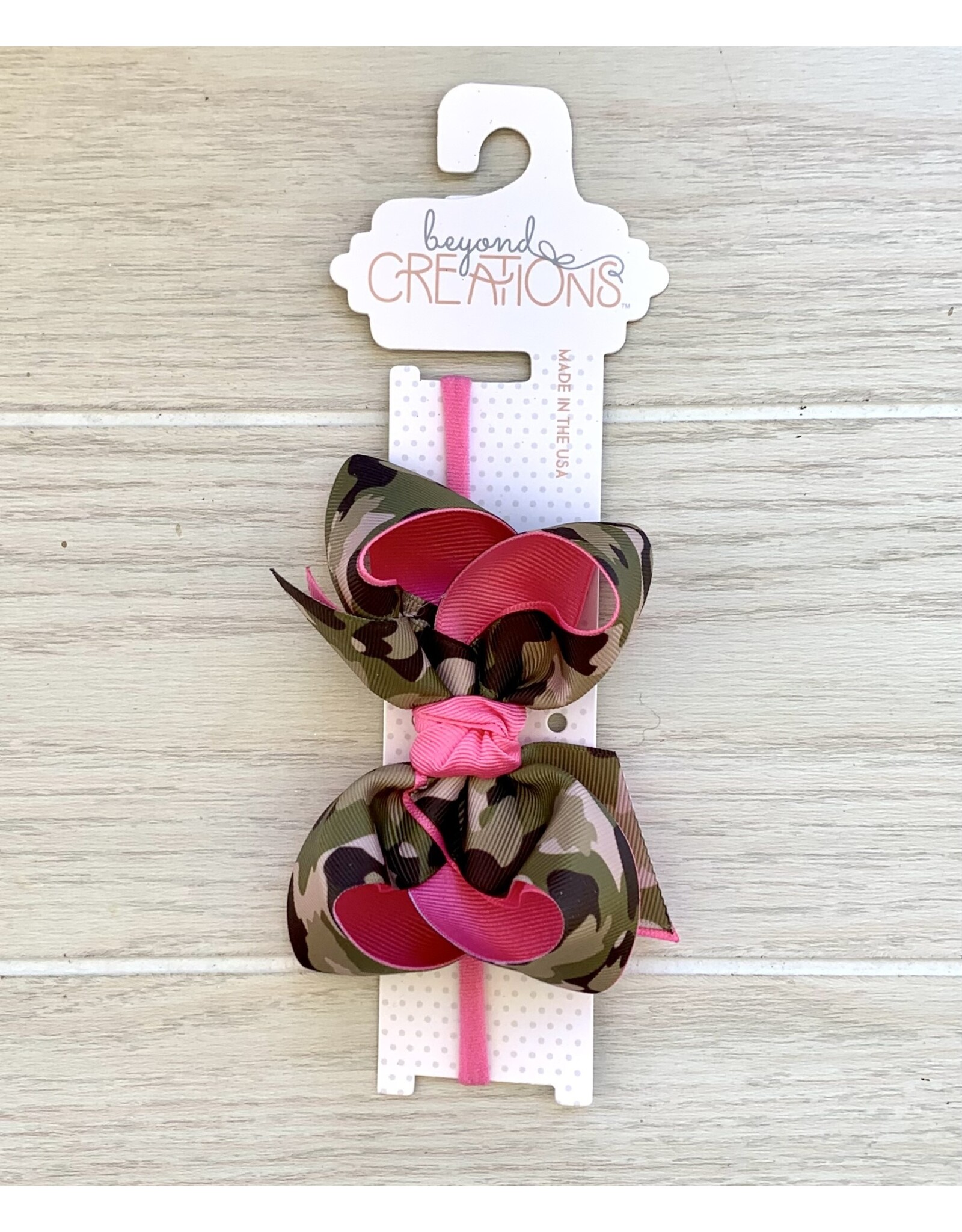 Beyond Creations Beyond Creations- 4.5" Hot Pink/Camo Knot Bow on Thin Headband