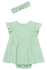 Little Me Little Me- Green Knit Dress Set