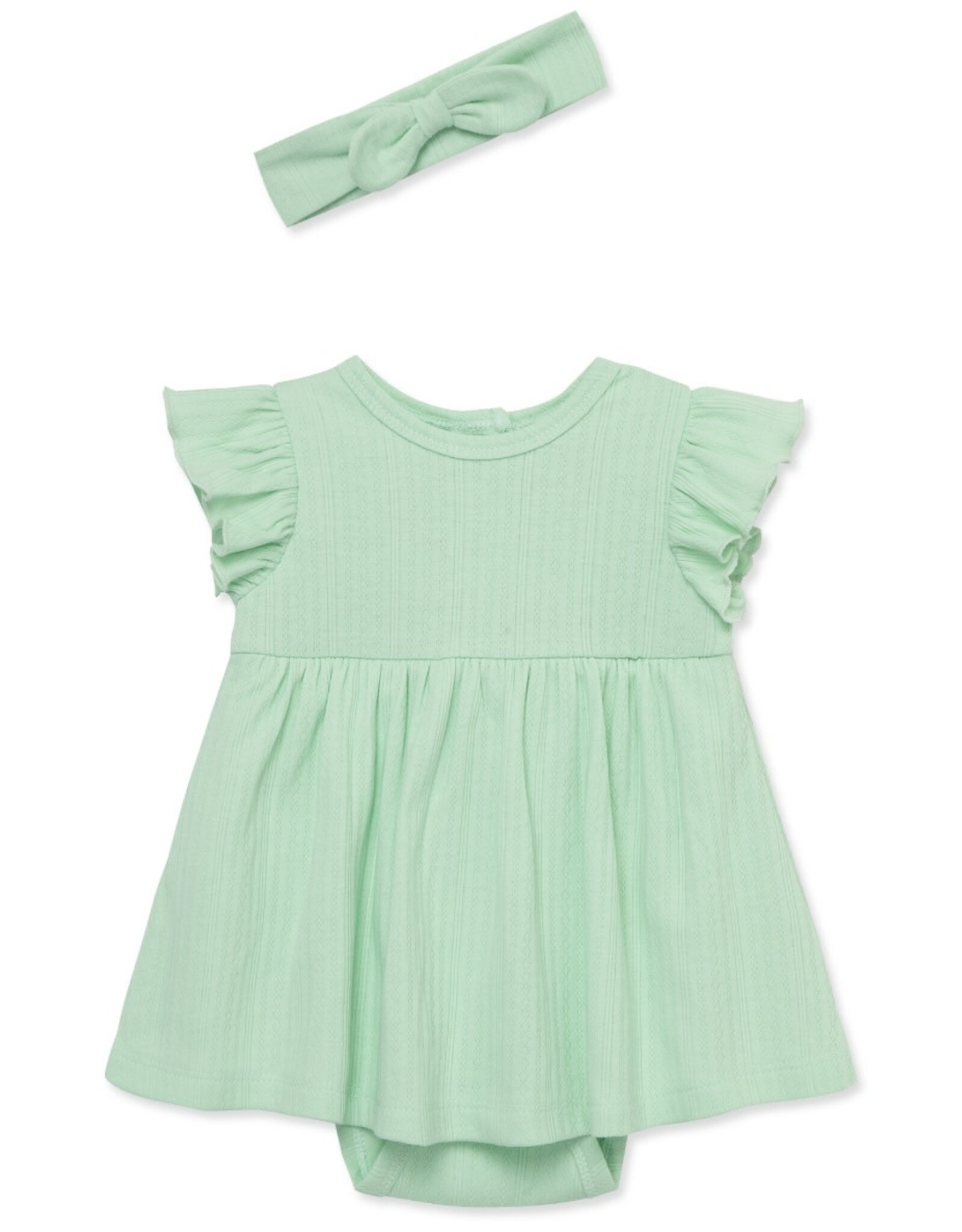 Little Me Little Me- Green Knit Dress Set