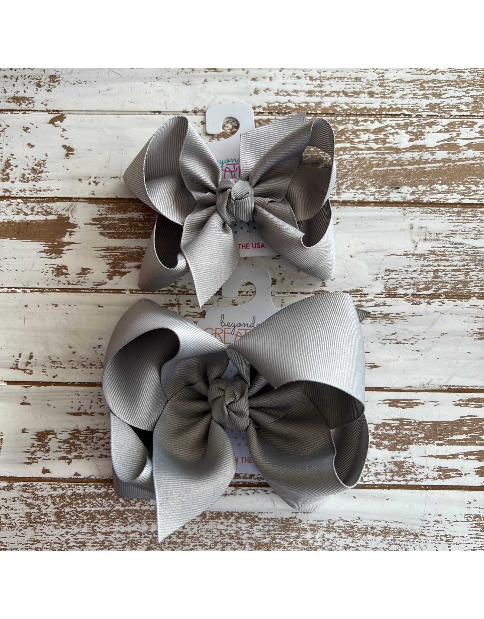 Beyond Creations Beyond Creations- Grey Grosgrain Knot Bow