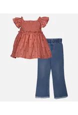 Bonnie  Jean Bonnie Jean- Salina Smocked Denim Outfit Set