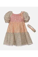 Bonnie  Jean Bonnie Jean- Maren Mixed Print Dress w/ Headband