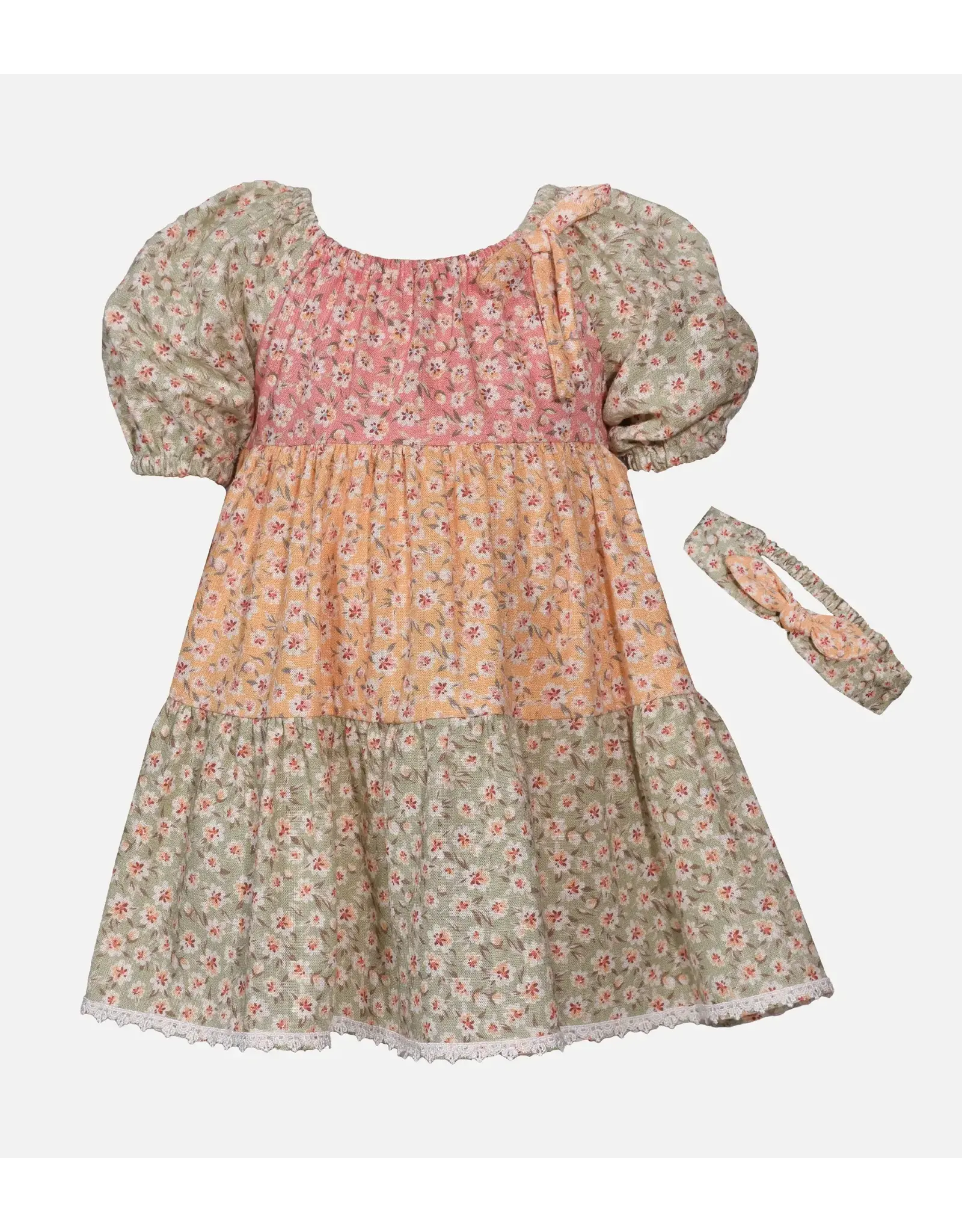 Bonnie  Jean Bonnie Jean- Maren Mixed Print Dress w/ Headband