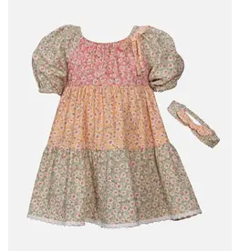 Bonnie  Jean Bonnie Jean- Maren Mixed Print Dress w/ Headband