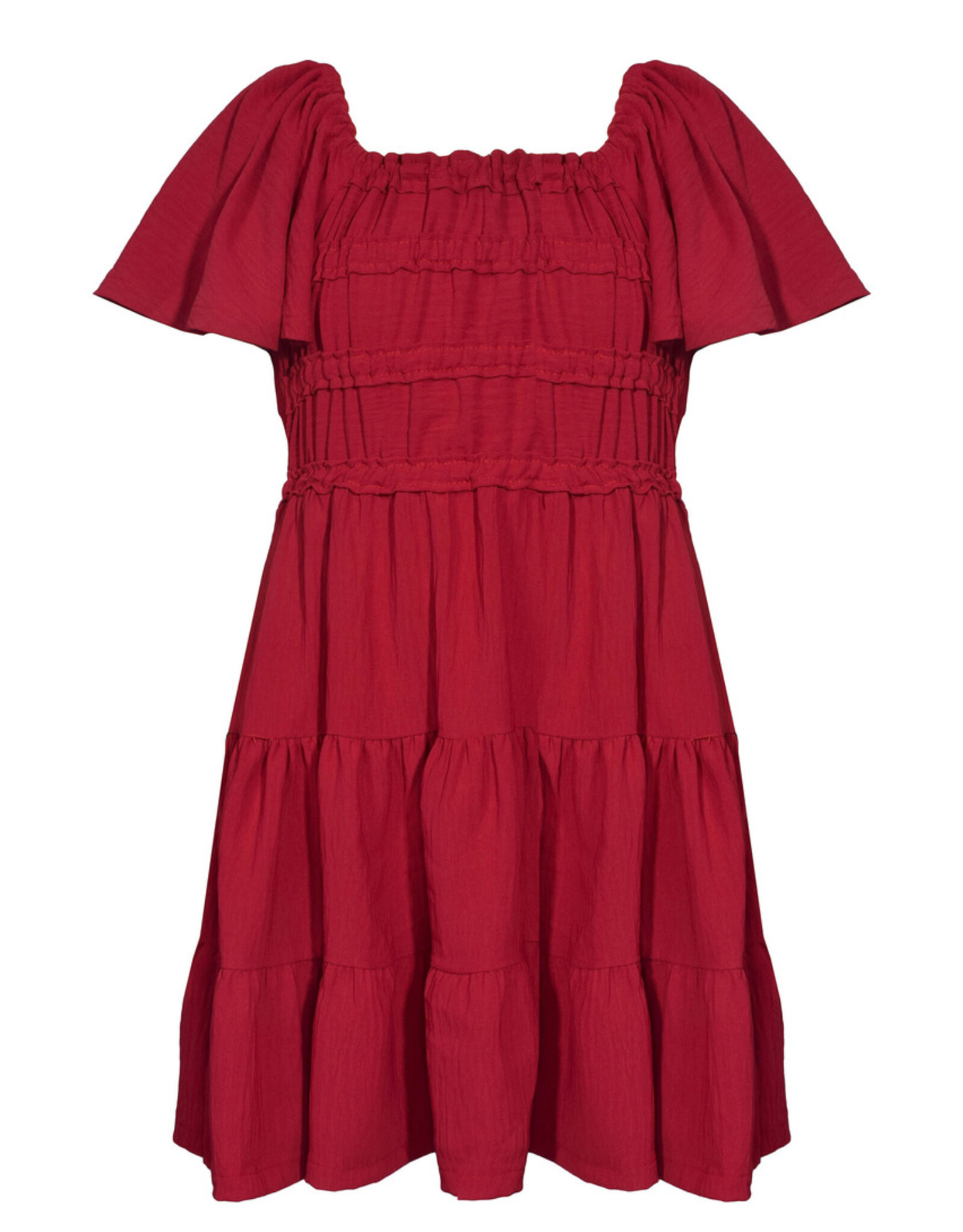 Bonnie  Jean Bonnie Jean- Red Smocked Tiered Dress