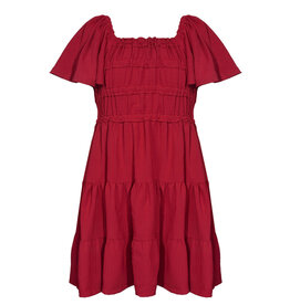 Bonnie  Jean Bonnie Jean- Red Smocked Tiered Dress