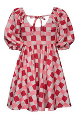 Bonnie  Jean Bonnie Jean- Coral Check Tie Back Knit Dress