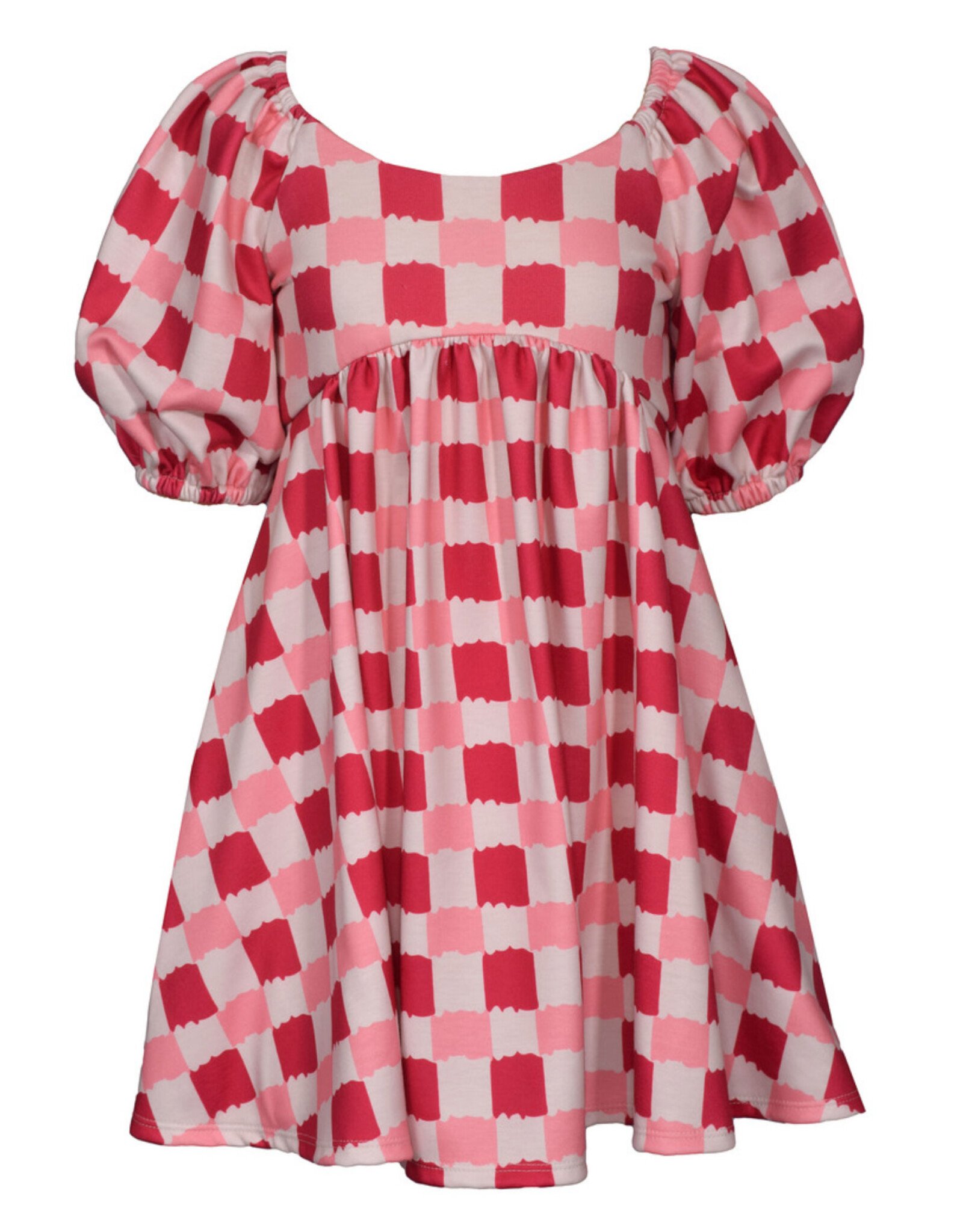 Bonnie  Jean Bonnie Jean- Coral Check Tie Back Knit Dress