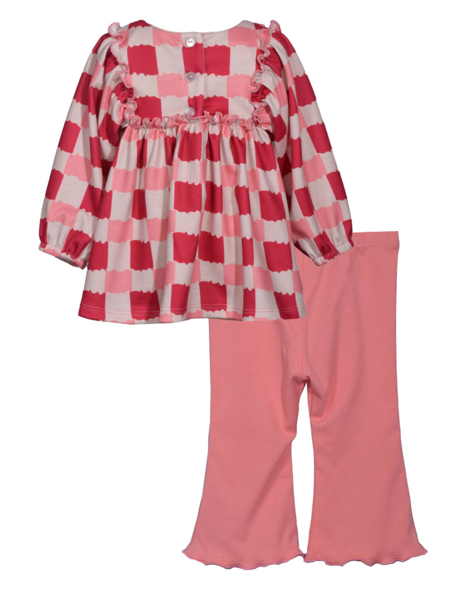 Bonnie  Jean Bonnie Jean- Coral Check Legging Set