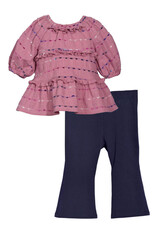 Bonnie  Jean Bonnie Jean- Rose Slub to Flare Pant Set