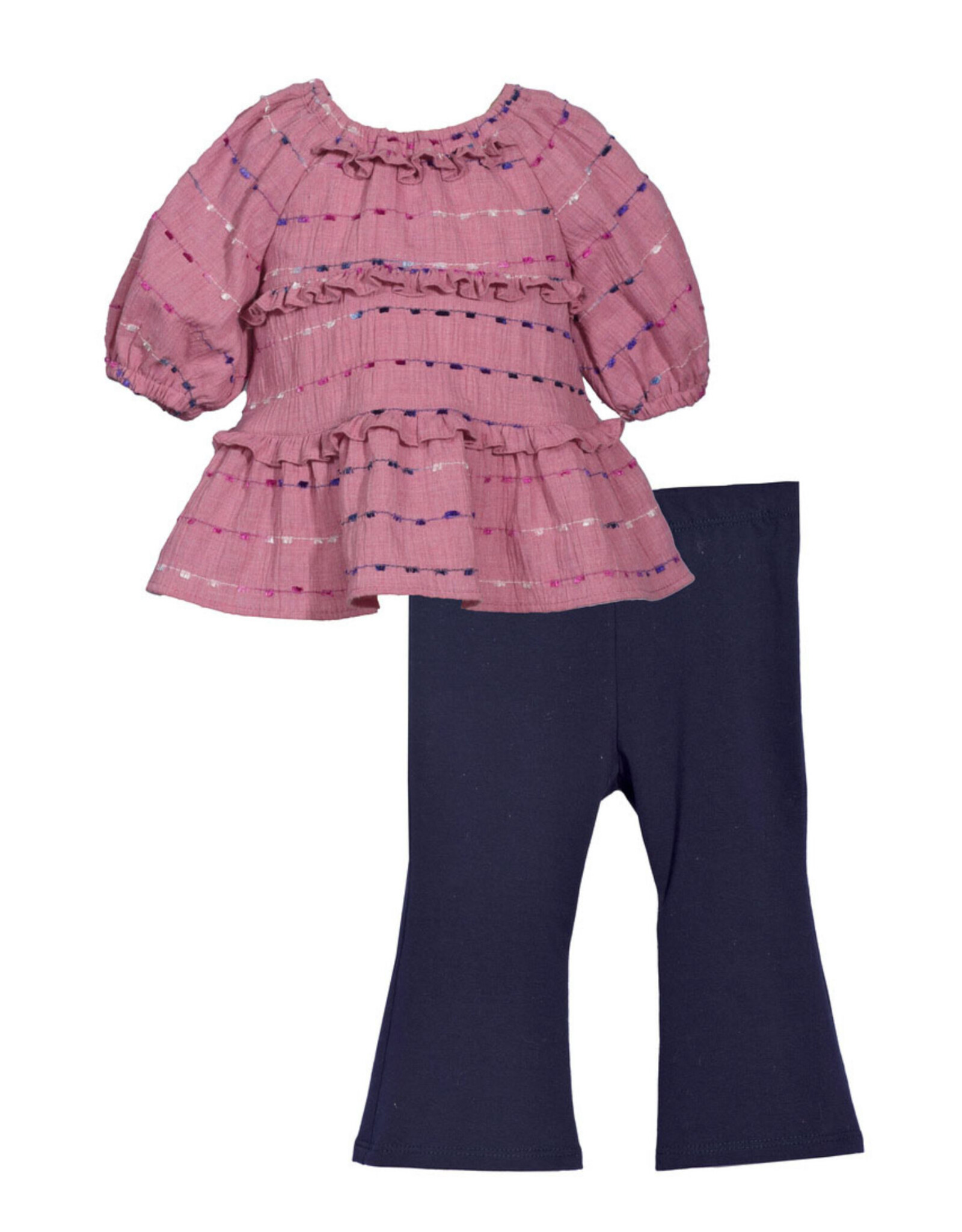 Bonnie  Jean Bonnie Jean- Rose Slub to Flare Pant Set