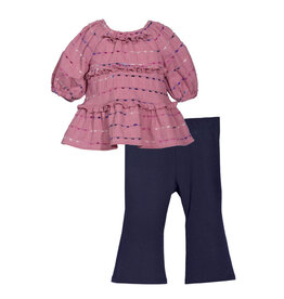 Bonnie  Jean Bonnie Jean- Rose Slub to Flare Pant Set