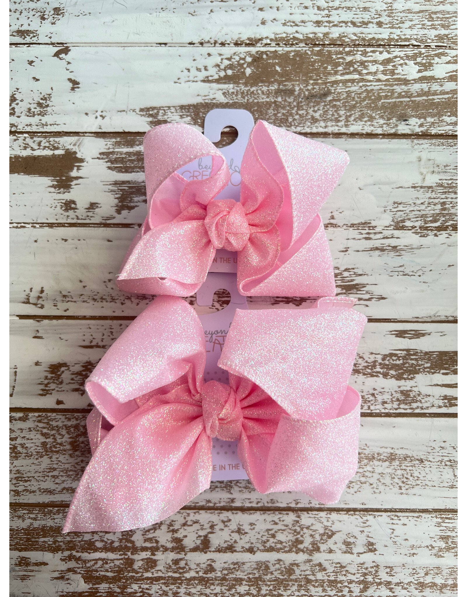 Beyond Creations Beyond Creations- Light Pink Glitter Metallic Knot Bow