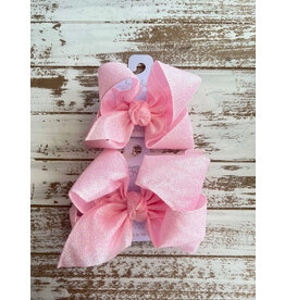 Beyond Creations Beyond Creations- Light Pink Glitter Metallic Knot Bow