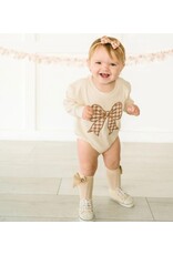 Sweet Wink- Gingham Bow Patch L/S Romper