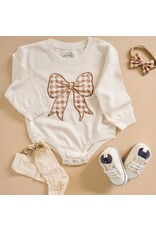 Sweet Wink- Gingham Bow Patch L/S Romper