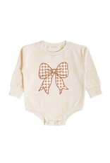 Sweet Wink- Gingham Bow Patch L/S Romper