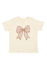 Sweet Wink- Gingham Bow Patch S/S Natural Tshirt